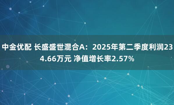中金优配 长盛盛世混合A：2025年第二季度利润234.66万元 净值增长率2.57%