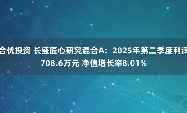 合优投资 长盛匠心研究混合A：2025年第二季度利润708.6万元 净值增长率8.01%